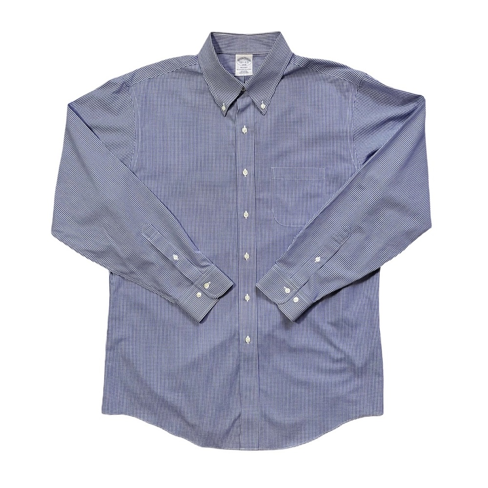 Brooks Brothers Regent Men’s Blue Gingham Button-Down Dress Shirt Size 16.5